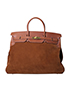 Birkin 40 Veau Barenia/Grizzly in Natural Fauve, front view